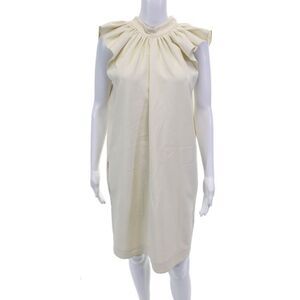 Victoria Victoria Beckham Womens Short Wing Sleeves Shift Dress White Size 2